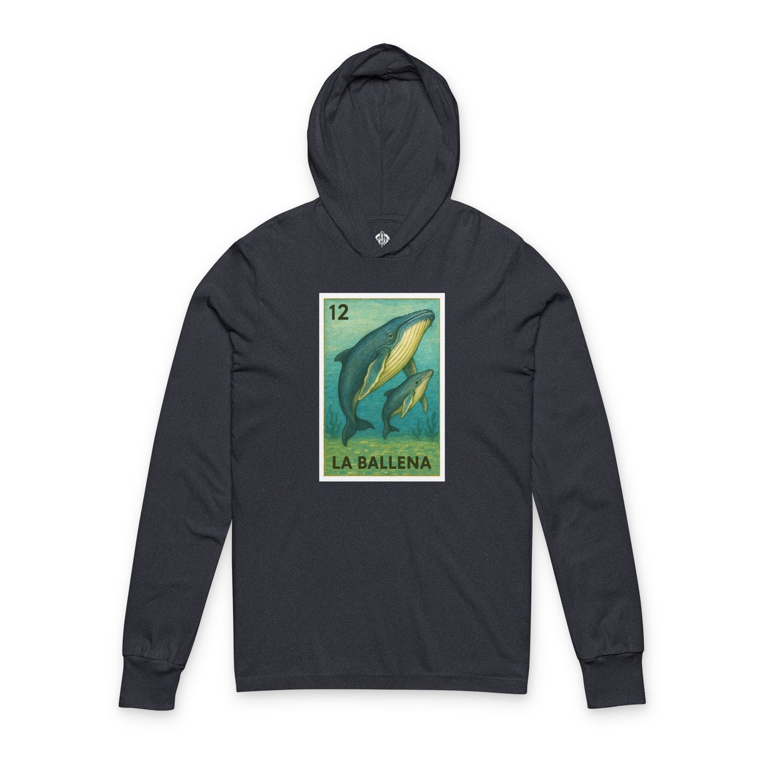Whale Lotería cotton hooded long sleeve t-shirt image 1