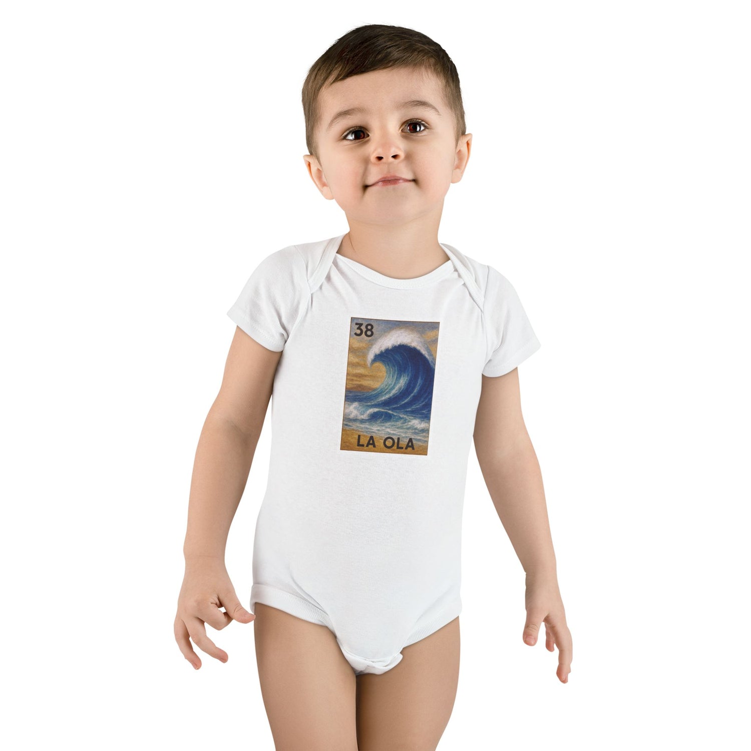 Wave Lotería baby cotton onesie image 6