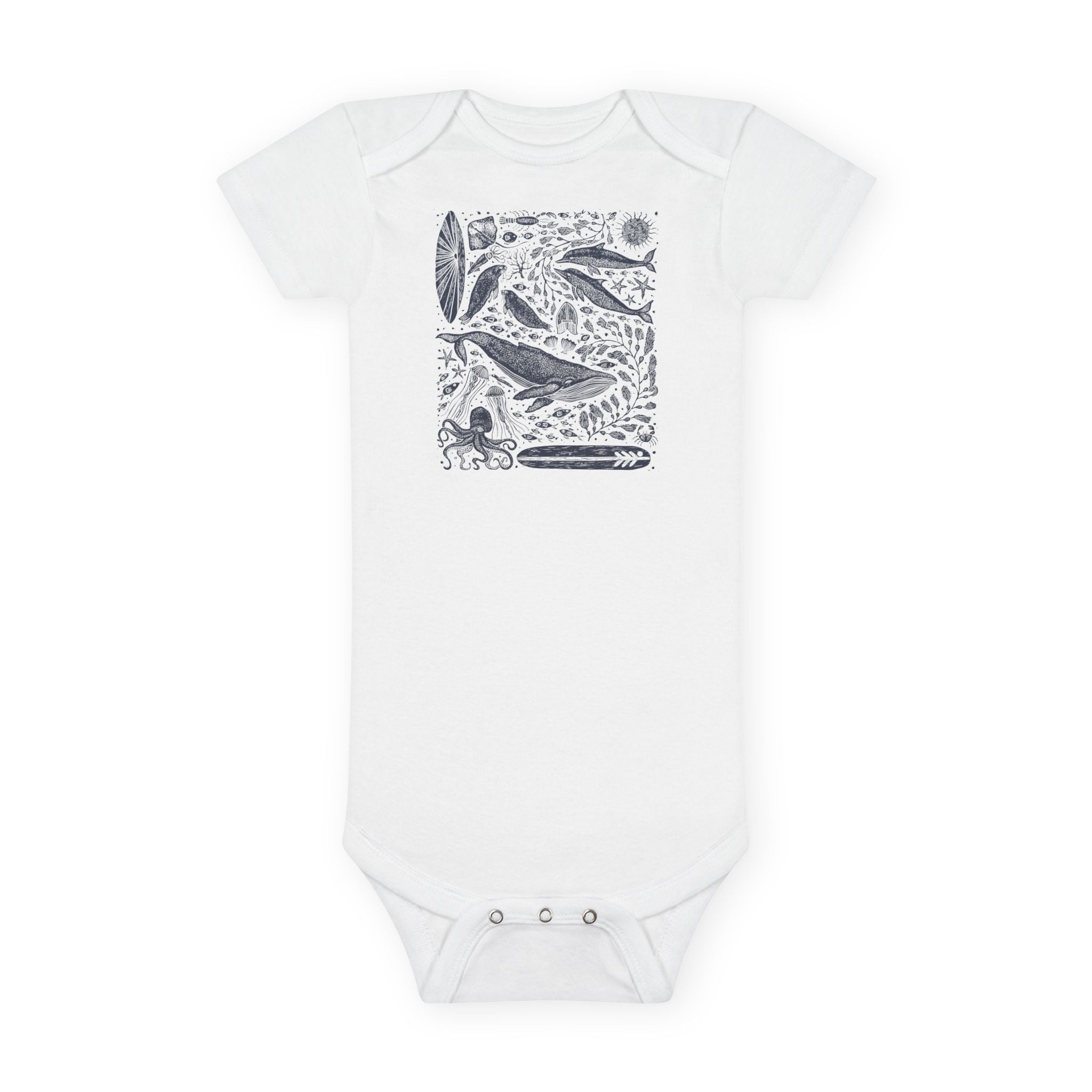 Ventana Marine Life by Lili Arnold baby cotton onesie image 3