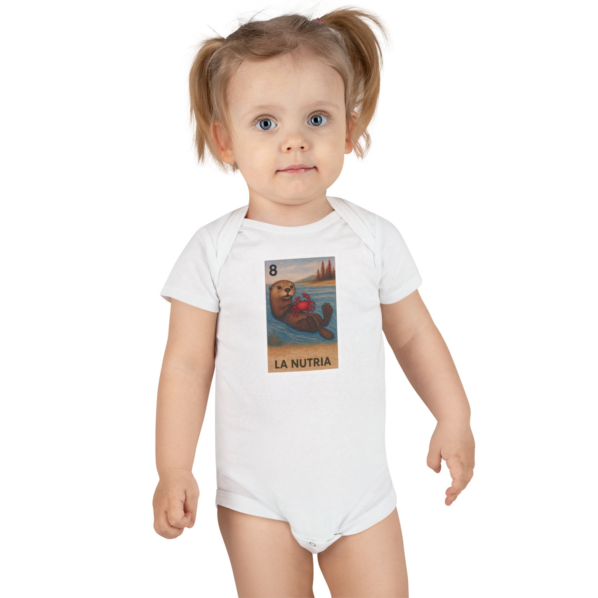 Sea Otter Lotería baby cotton onesie image 7