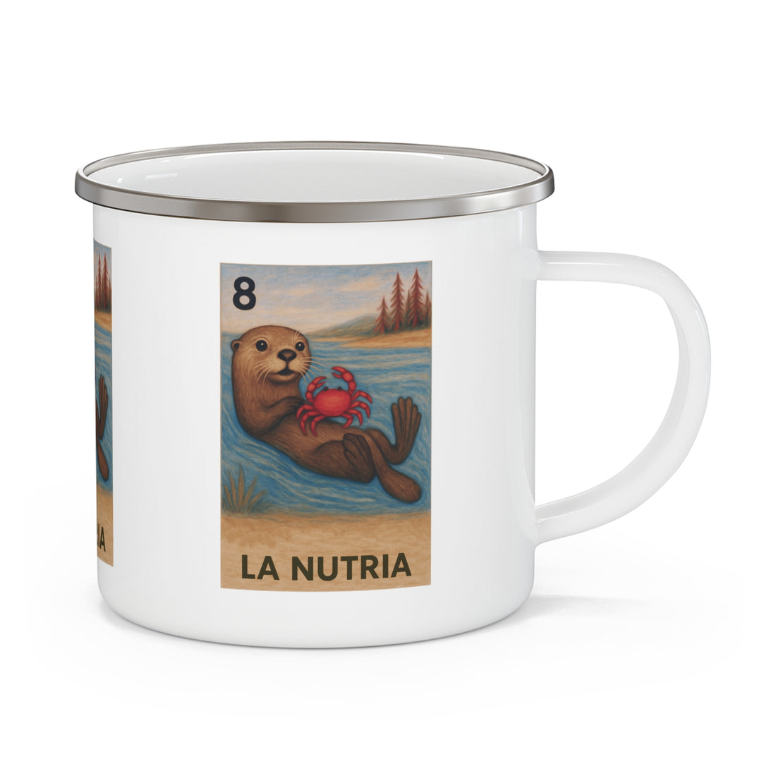 Sea Otter Lotería Enamel Camping Mug (La Nutria) (12oz - small)