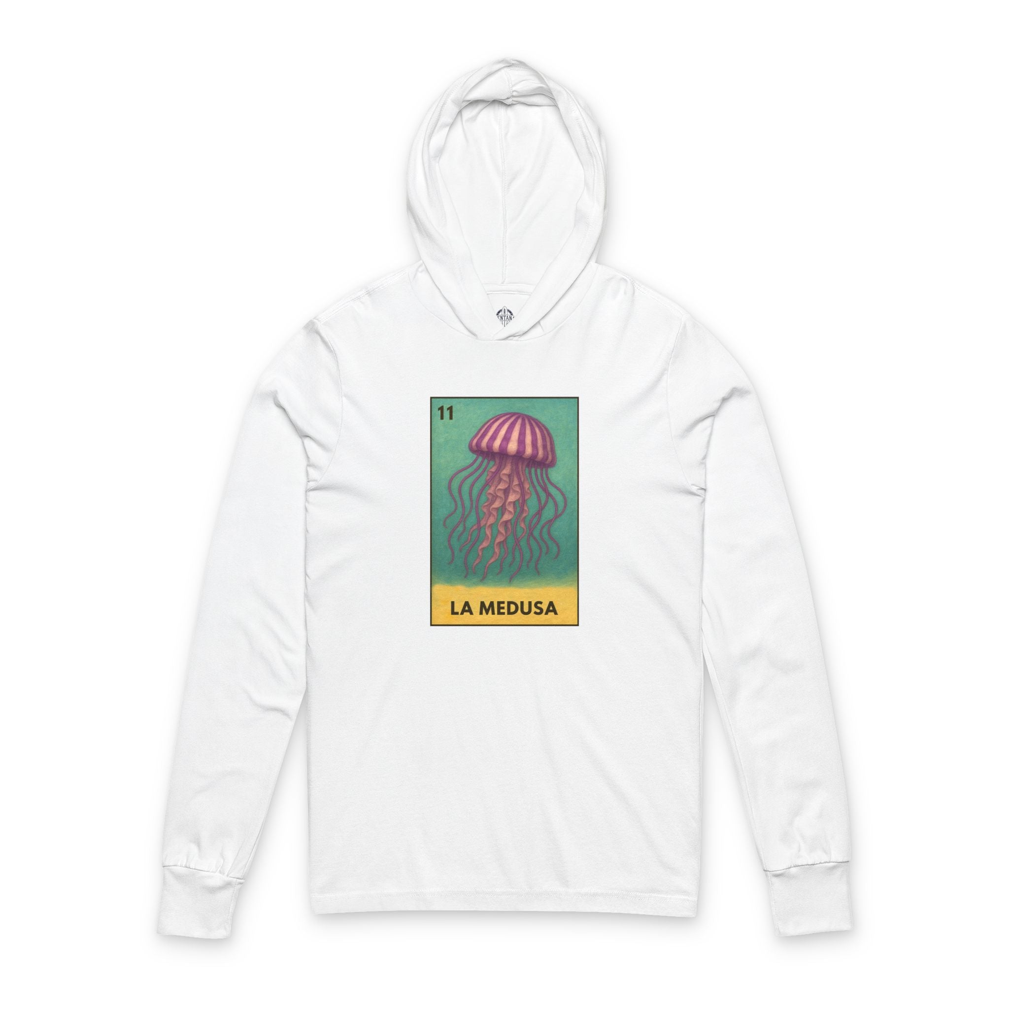 Sea Jelly Lotería cotton hooded long sleeve t-shirt image 3