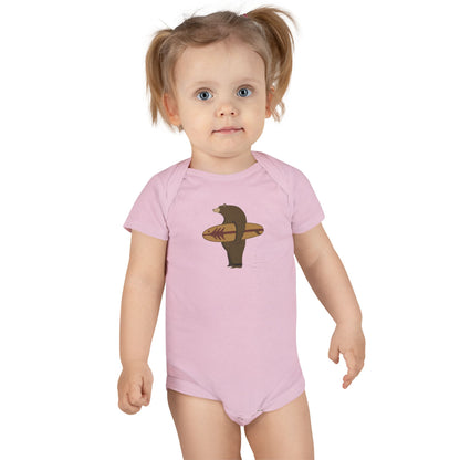 Surfing Grizzly Bear by Fabian Lavater baby cotton onesie image 16