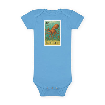 Octopus Lotería - Baby Short Sleeve 100% Cotton Onesie (El Pulpo)
