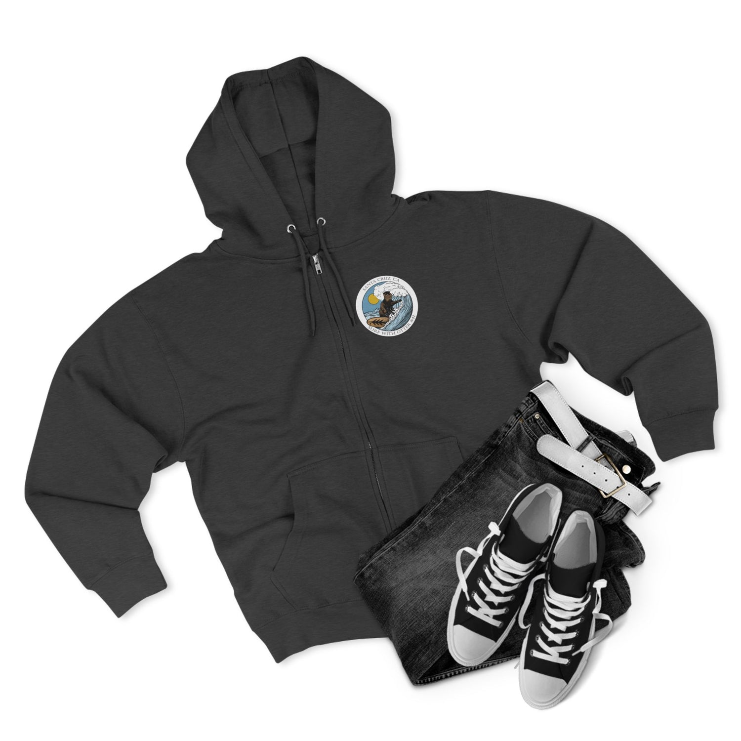 Surf with Otter 841 by Thiago Bianchini zip fleece hoodie image 13
