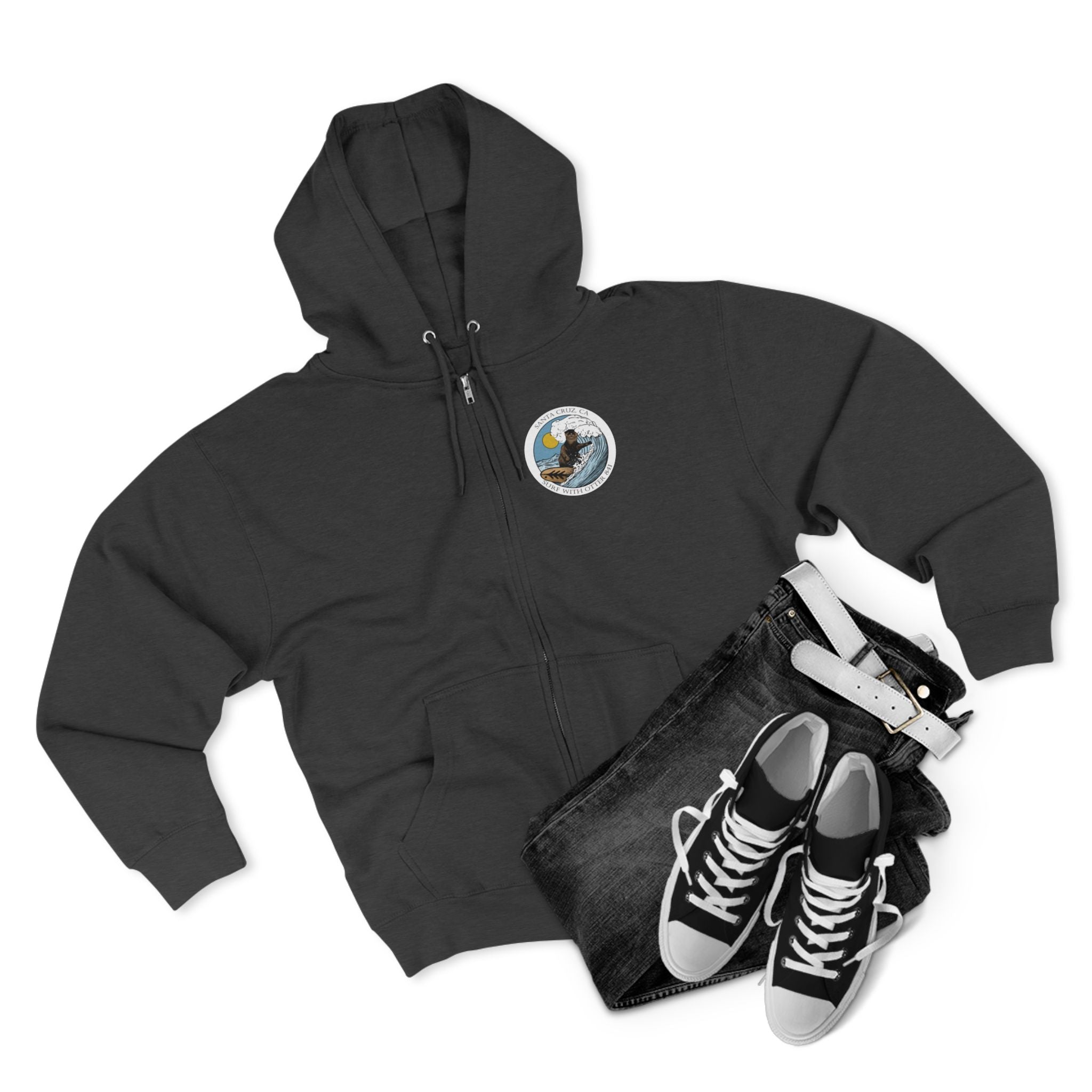 Surf with Otter 841 by Thiago Bianchini zip fleece hoodie image 13