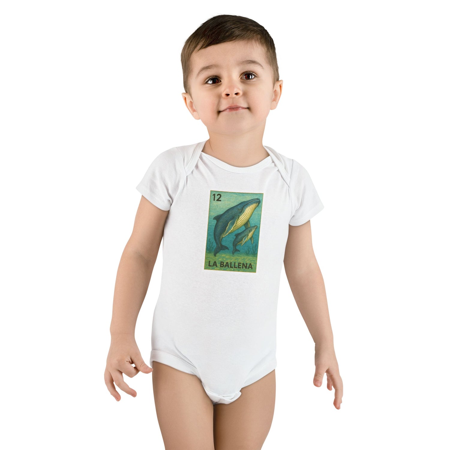 Whale Lotería baby cotton onesie image 6