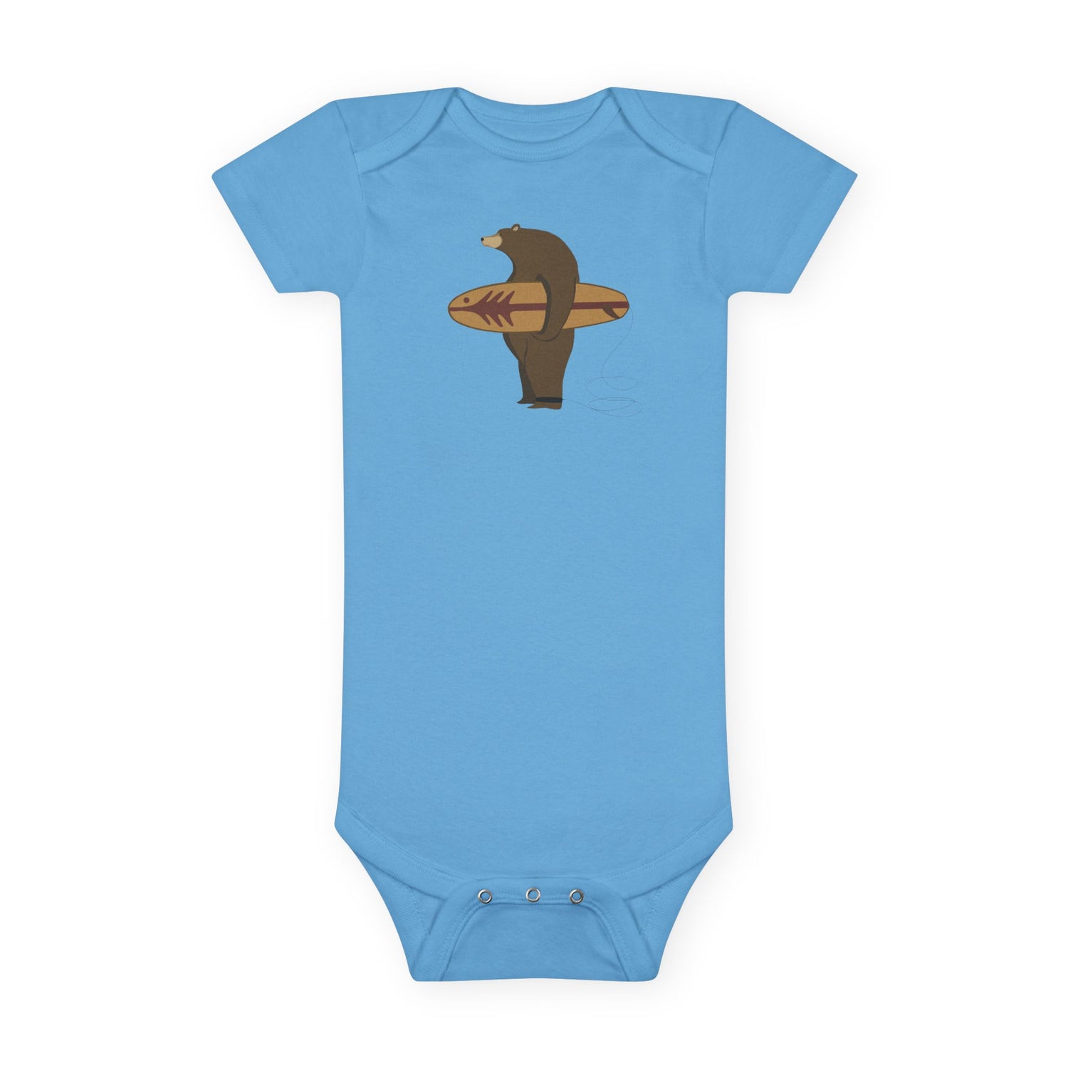Surfing Grizzly Bear by Fabian Lavater baby cotton onesie image 1