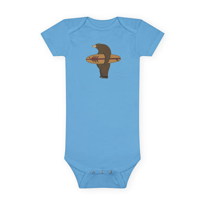 Surfing Grizzly Bear by Fabian Lavater baby cotton onesie image 1