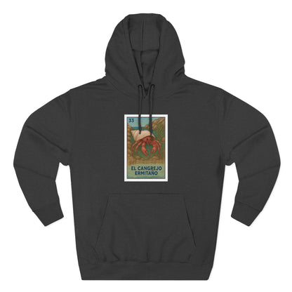 Hermit Crab Lotería Unisex - Pull-Over Cotton Blend Fleece Hoodie (El Cangrejo Ermitaño)