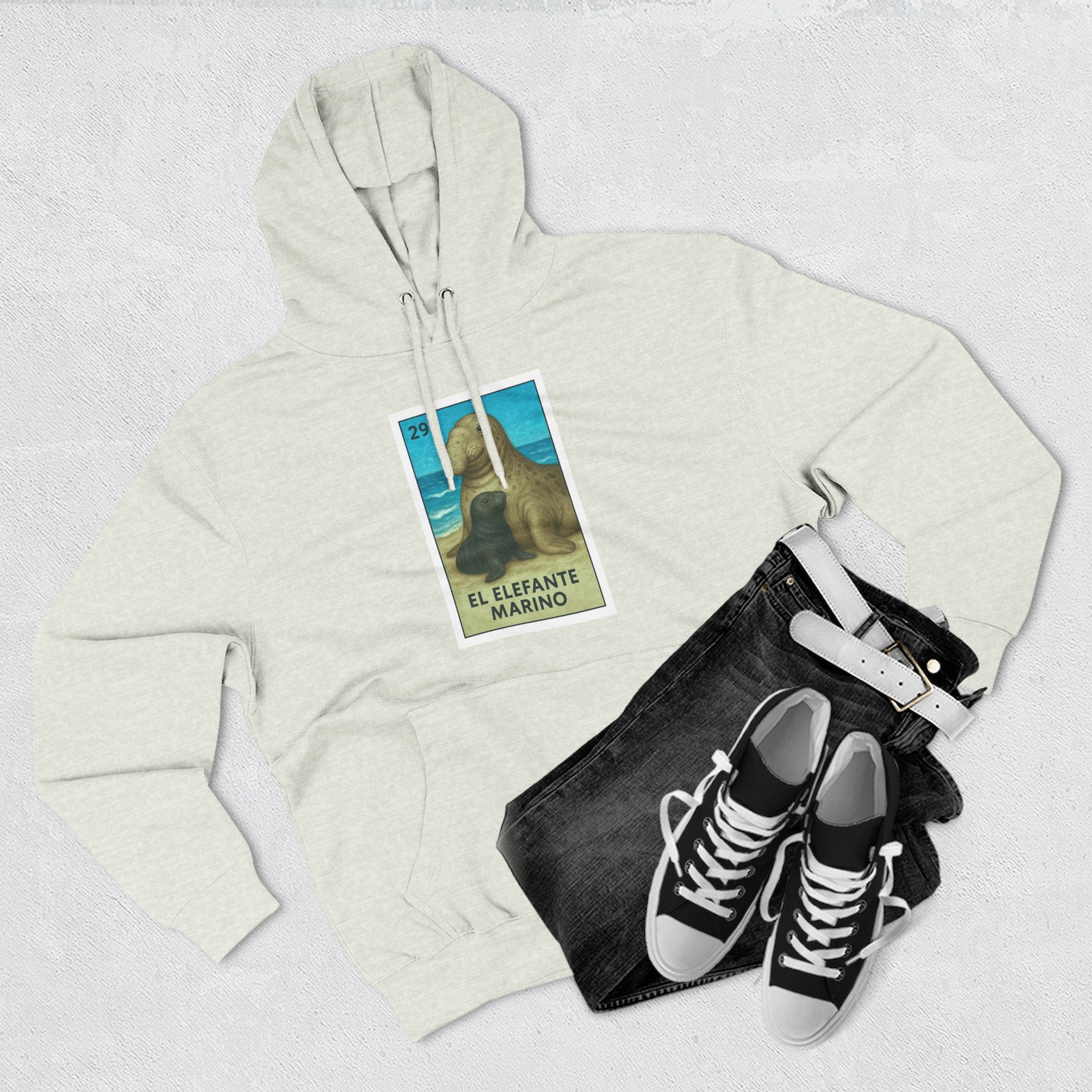 Elephant Seal Lotería Fleece Hoodie