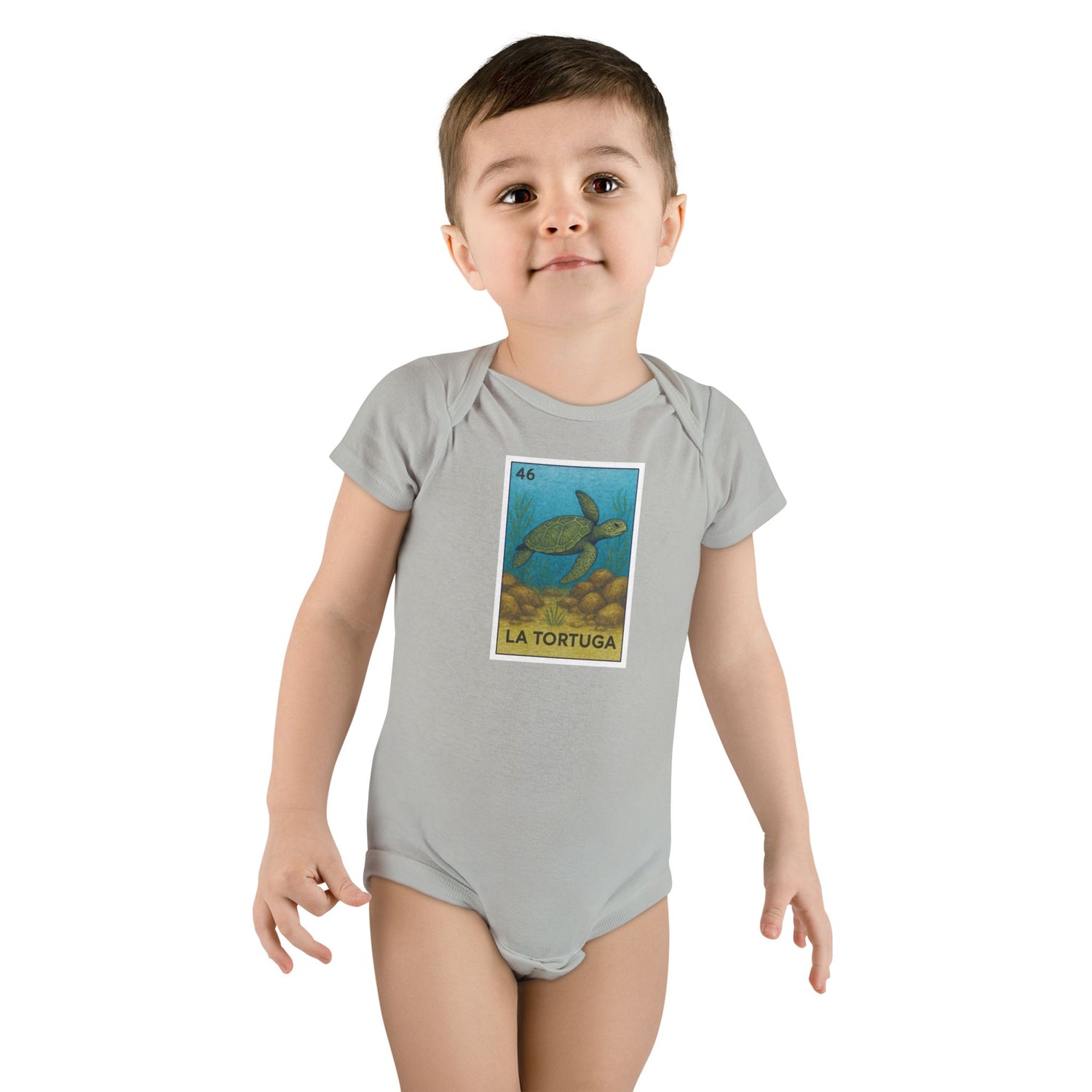 Turtle Lotería baby cotton onesie image 9
