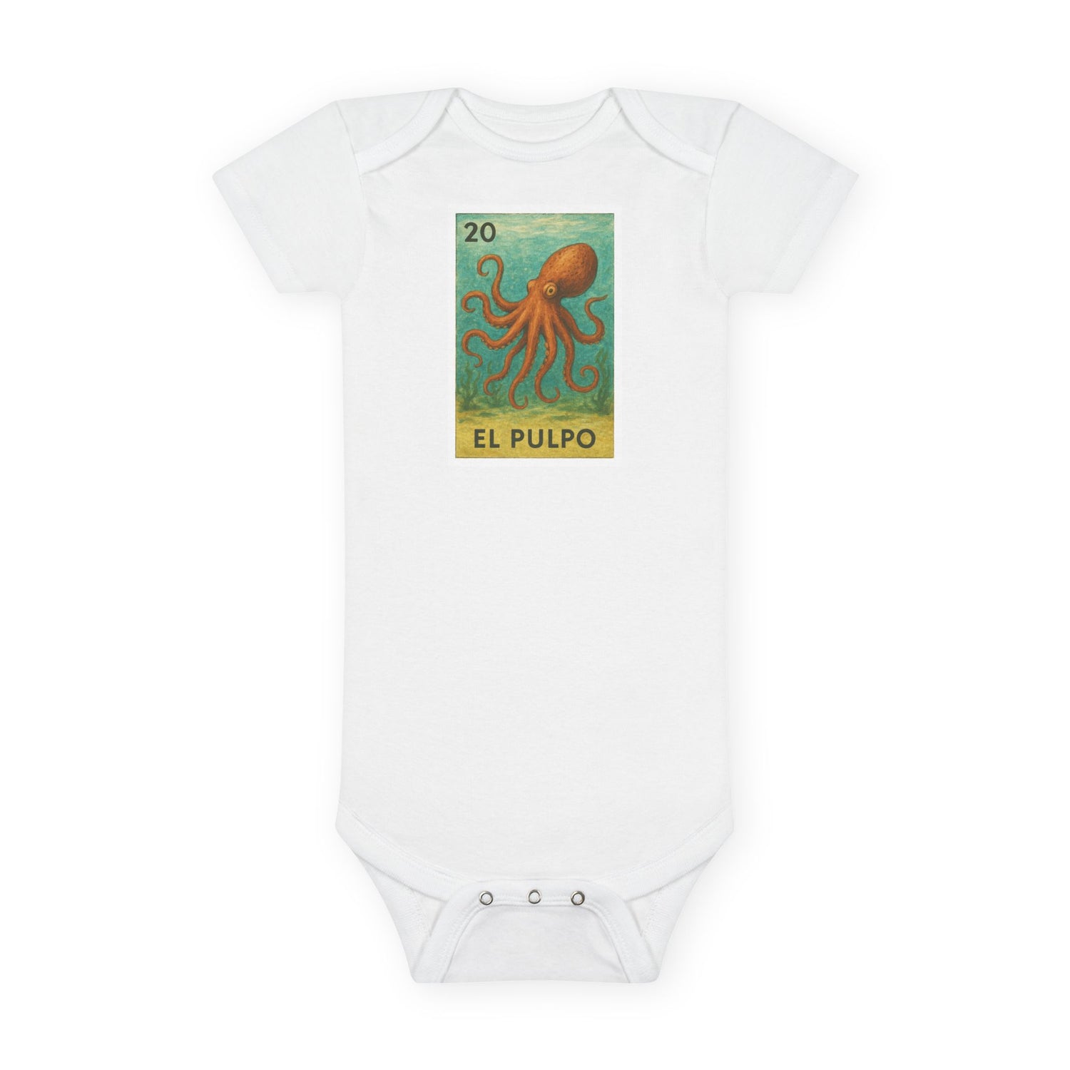 Octopus Lotería - Baby Short Sleeve 100% Cotton Onesie (El Pulpo)
