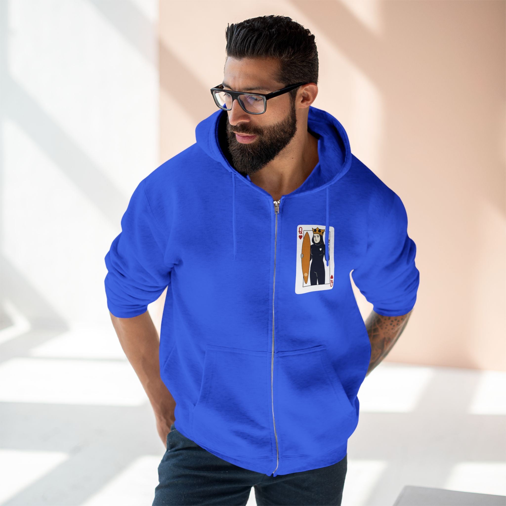 Queen of Hearts Surfer Zip Hoodie