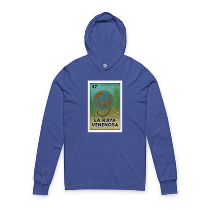 Stingray Lotería cotton hooded long sleeve t-shirt image 6